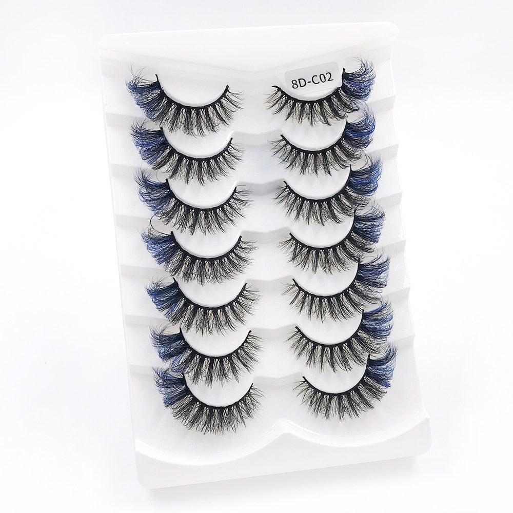 7pairs Colored Lashes 22 Styles 3d Mink Lashes Dramatic Colorful Natural Eyelashes Extension Fake Eyelashes