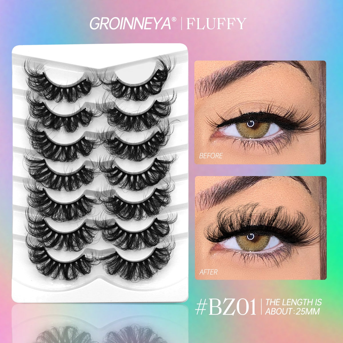 5/7 Pairs Fluffy Mink Lashes Faux Mink Eyelashes Long Lasting EyelashesDramatic Volume lashes Extension Thick Long