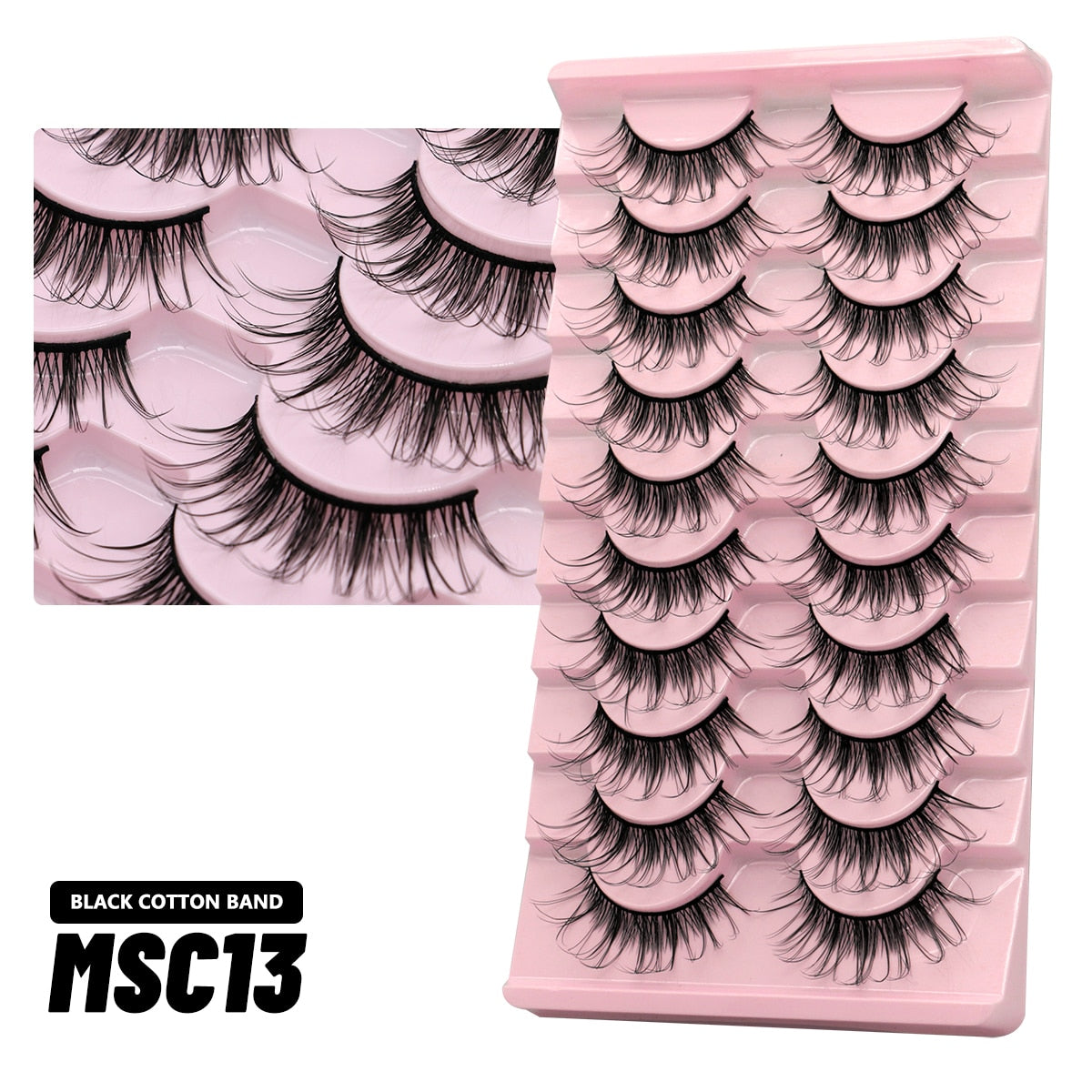 5/10 Pairs Natural False Eyelashes Manga Lashes Fluffy Soft Wispy Cosplay Lash Extension Faux Eyelashes