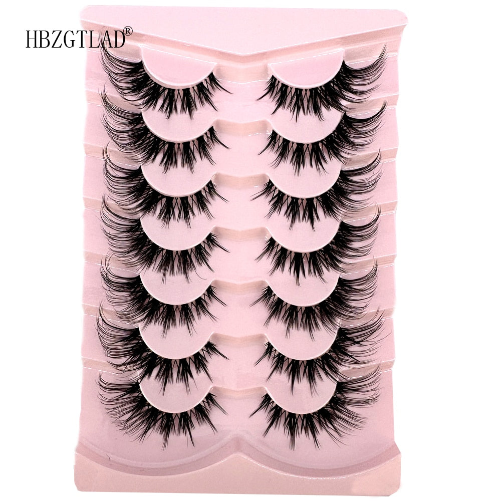 7Pairs Lashes manga Lashes 3D Clear Band Lashes Natural Look Wispy Mink Eyelashes Fluffy Cat Eye Lashes Pack Fake Eyelashes