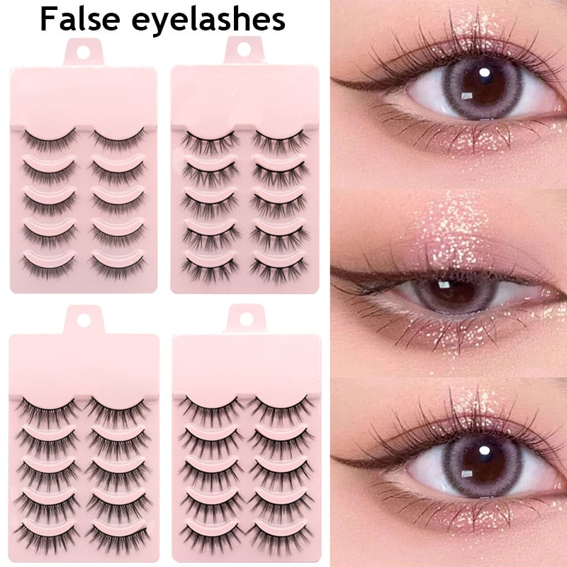5 Pairs 3d Faux Mink Manga Lashes Little Devil Fairy 3D False Eyelashes Natural Lash Extension