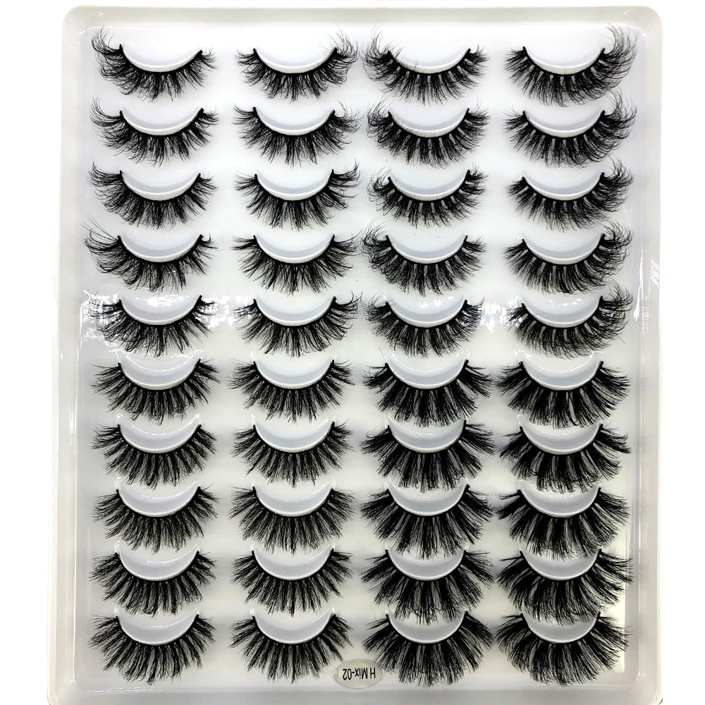 20 Pairs Fluffy Lashes 25mm 3D Mink Lashes Long Thick Natural False Eyelashes Mink Eyelashes