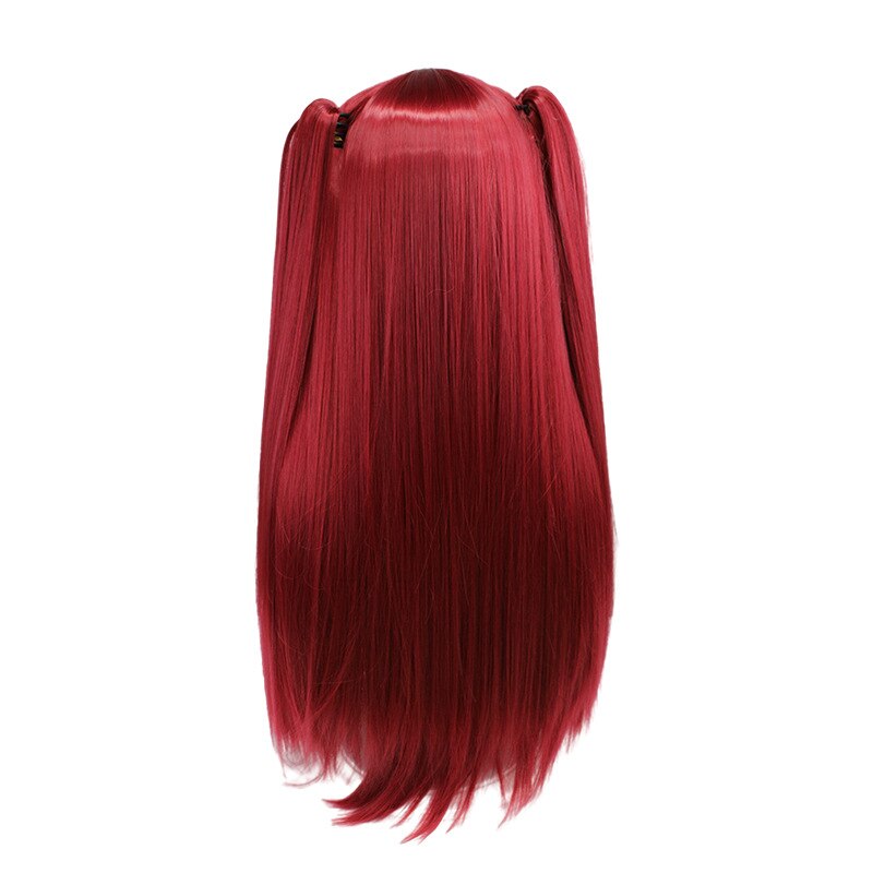 Anime Dressing Doll Falling in Love Kitagawa Dream Little Devil Cosplay Wig Wine Red Long Double Ponytail Clip Synthetic Wig