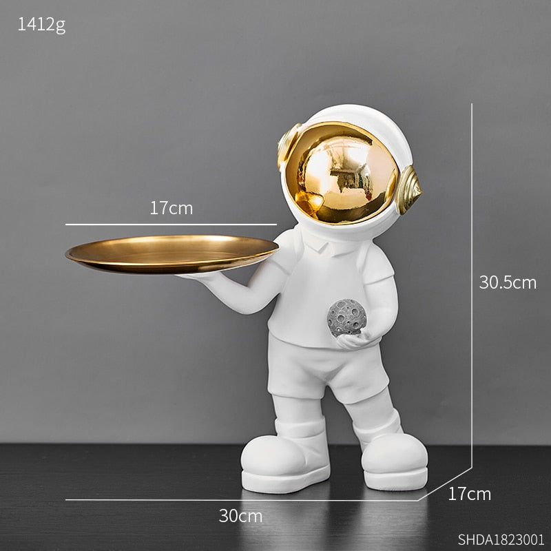 Creative Astronaut Statue Storage Tray Nordic Home Decor Desk Storage Astronaut Figurine Living Room Table Decor Key Storage