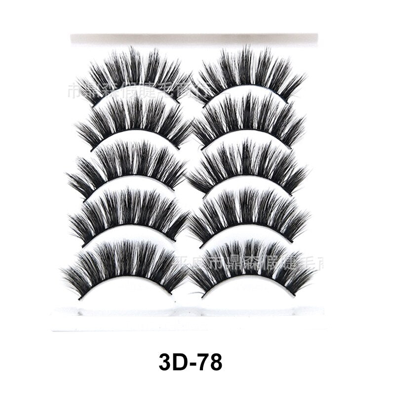3D Mink Lash Natural False Eyelashes Faux Mink lashes 5Pair False Eyelash Reusable Thick Long Cilia
