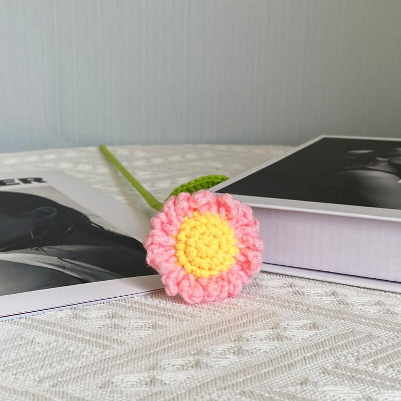 Hand-Knitted Daisy Bouquet Handmade Crochet Fake Flowers Knit Chamomile Flower Finished Decoration Home Decorative