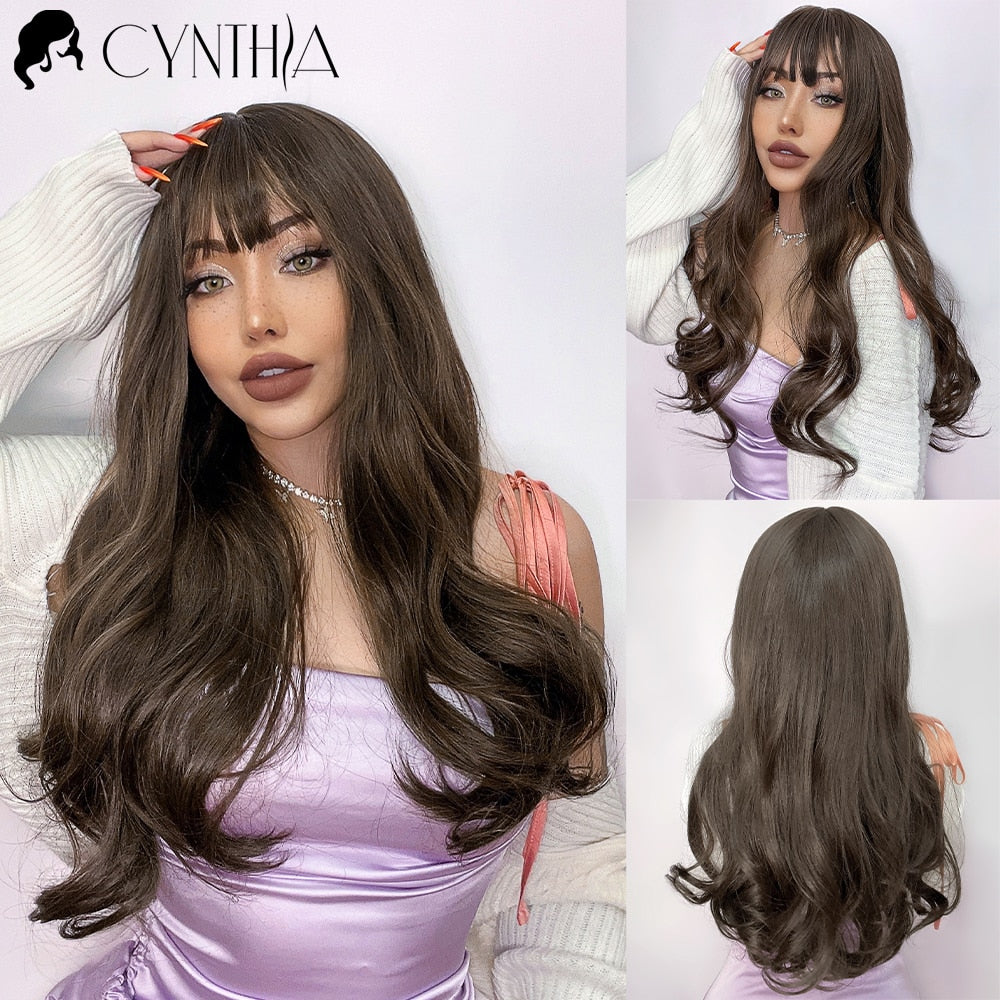 Blonde Synthetic Wig for Woman Long Body Wave Hair Cosplay Lolita Party Natural Heat Resistant Wigs Fiber Daily Hair