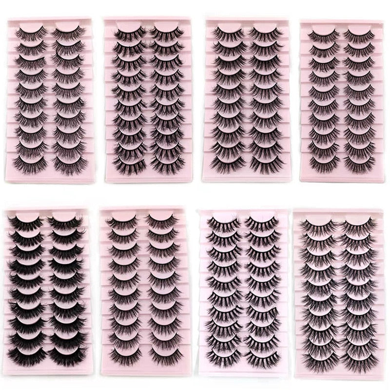 10 Pairs Faux Mink Lashes Natural False Eyelashes Fluffy Soft Wispy Dramatic Volume Lash Extension Wispy Long 3D