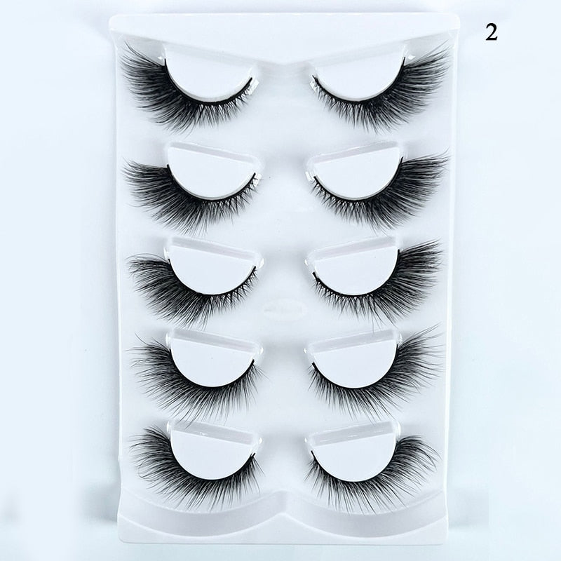 4/5Pair False Eyelashes Handmade Mink Cross Long 3D Winged Eyelash End Eye Elongated Lash Extension Natural