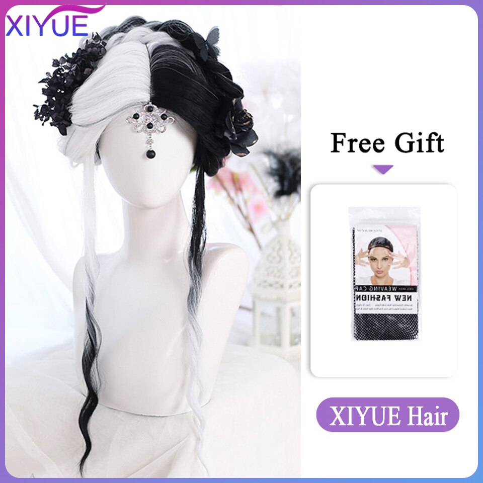 Blue Pink Lolita Wigs Ombre Long Water Wave Cosplay Wigs Synthetic Hair Wigs Heat Resistant For Women
