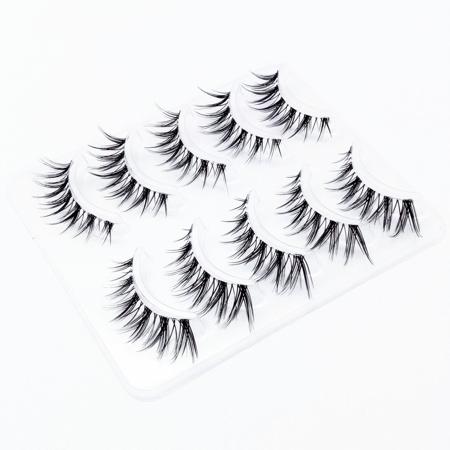 Invisible band Lashes 5 Pairs 3D Faux Mink Lashes Natural short Transparent Terrier Lashes Clear Band Soft Eyelashes