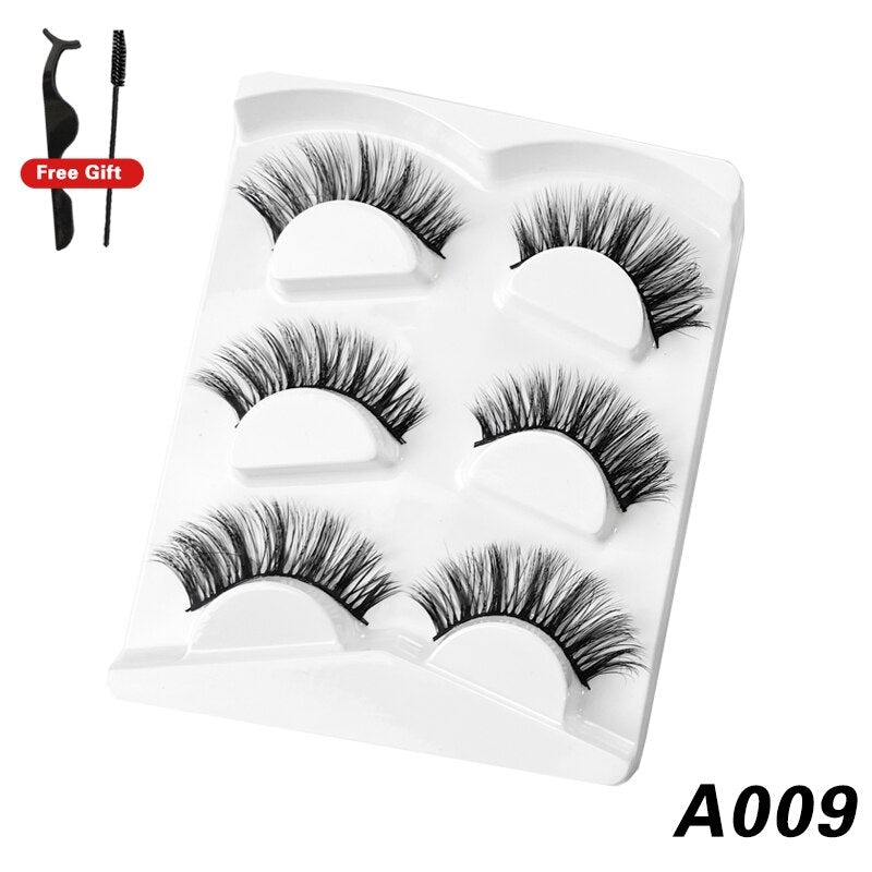 3Pairs 3D Mink False Lashes Faux Cils Natural Fluffy Dramatic Volume Eyelashes Crisscross Soft Eyelash Extension