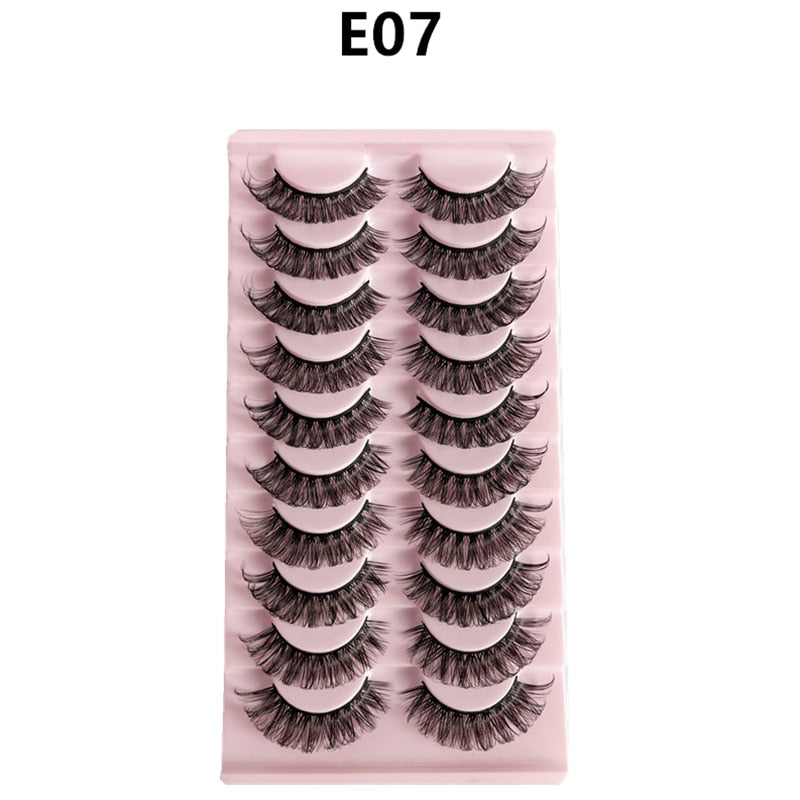 10 Pairs Faux Mink Lashes Natural False Eyelashes Fluffy Soft Wispy Dramatic Volume Lash Extension Wispy Long 3D
