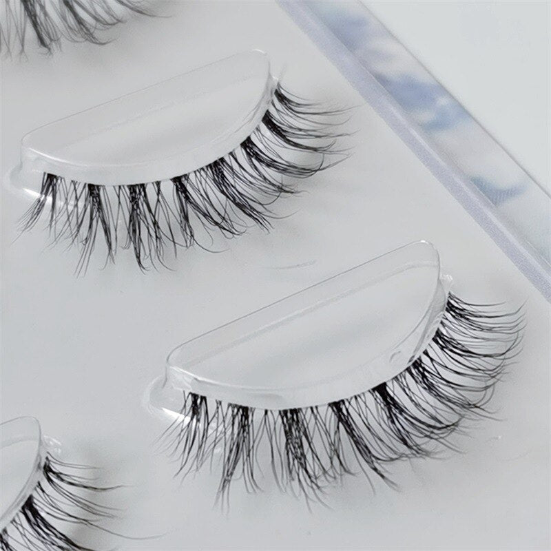 5 pairs short Mink Lashes 3D Mink Eyelashes Invisible Band Natural Black Mink False Eyelash Full Strip Reusable