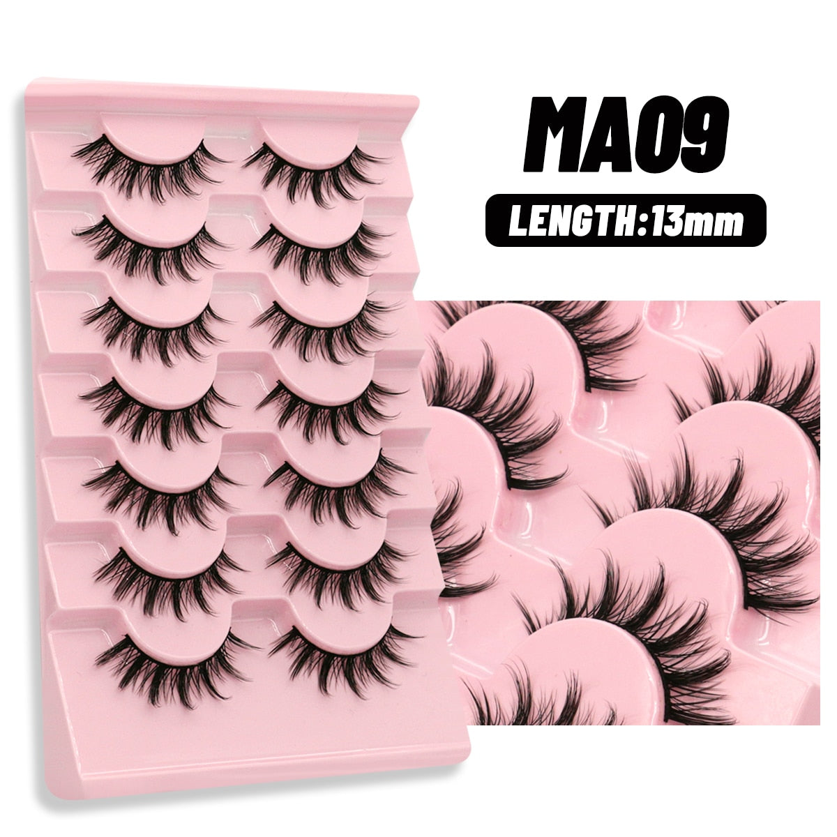 5/10 Pairs Natural False Eyelashes Manga Lashes Fluffy Soft Wispy Cosplay Lash Extension Faux Eyelashes