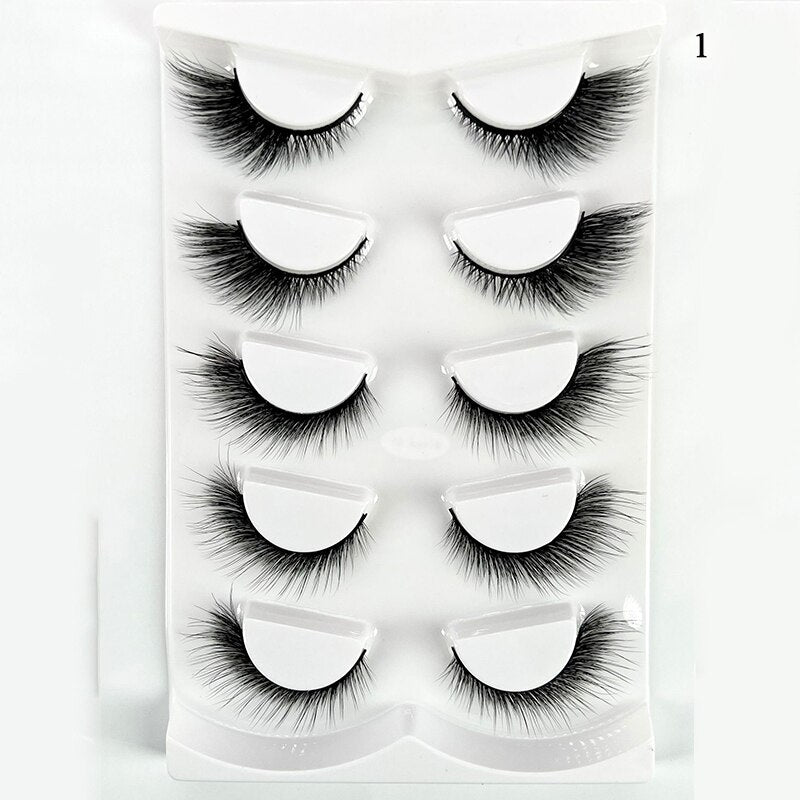 4/5Pair False Eyelashes Handmade Mink Cross Long 3D Winged Eyelash End Eye Elongated Lash Extension Natural
