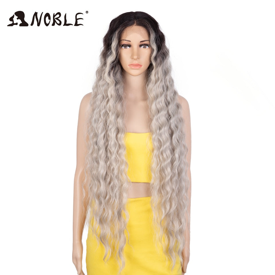 Cosplay Synthetic Lace Wig 30-40 Inch Long Wavy Wig Ombre Blonde Wig Synthetic Hair Wig Wigs Lace Wig