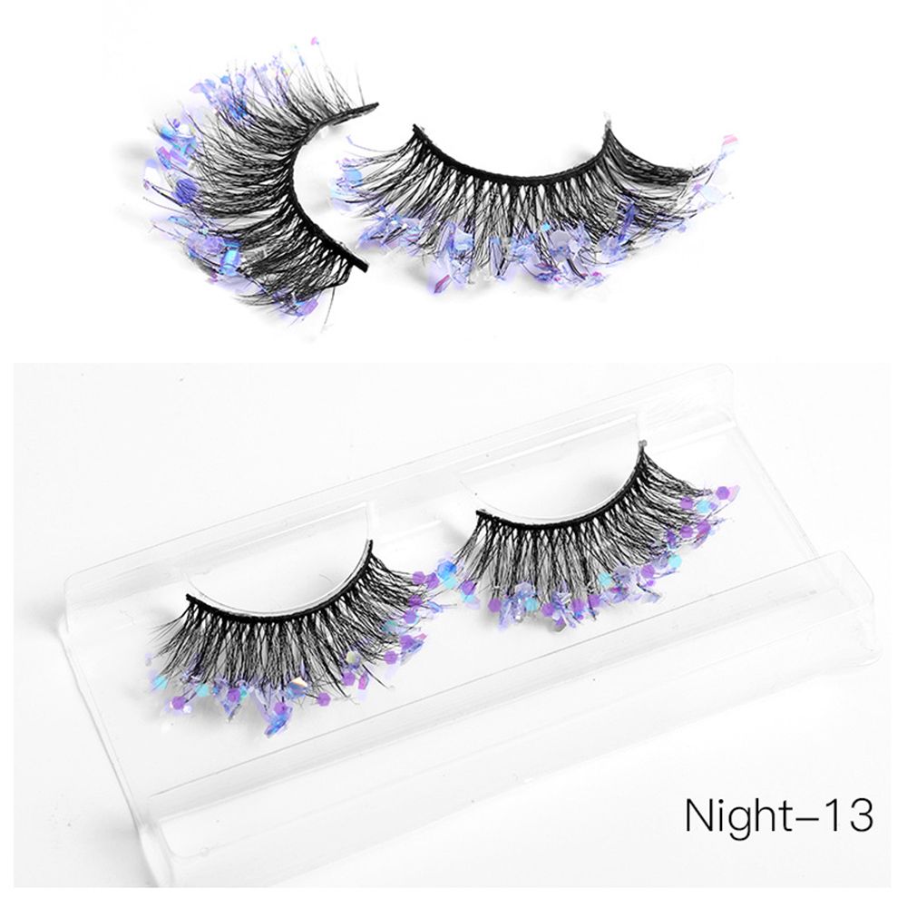 1Pair Colored Lashes Natural Long Butterfly Eyelashes Handmade Full Strip Faux Mink Lashes With Butterflies Luminous Eyelash