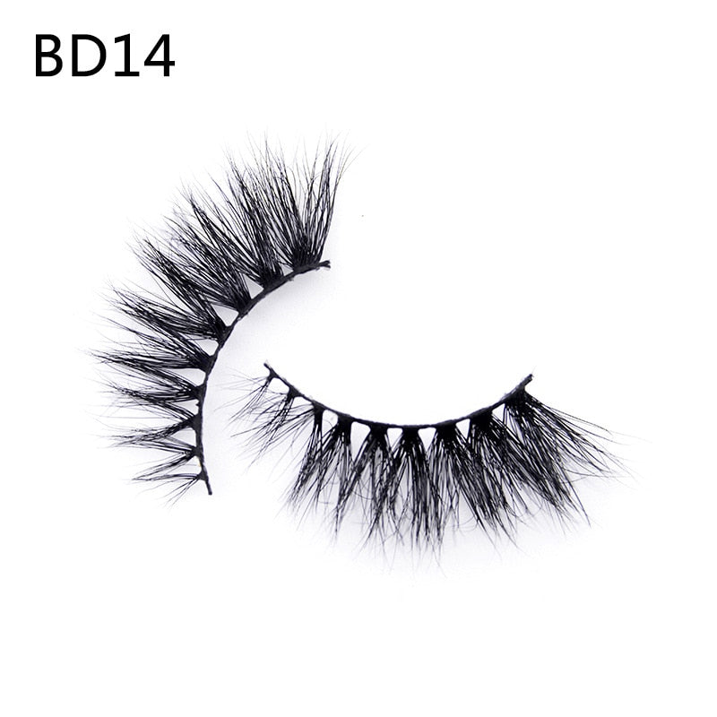 Soft Mink Eyelashes 3D Curl Winged End Eye Elongated Fake Lashes Thick Handmade Natural False Eyelash Messy Cross Lash