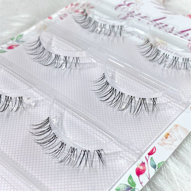 5 pairs short Mink Lashes 3D Mink Eyelashes Invisible Band Natural Black Mink False Eyelash Full Strip Reusable