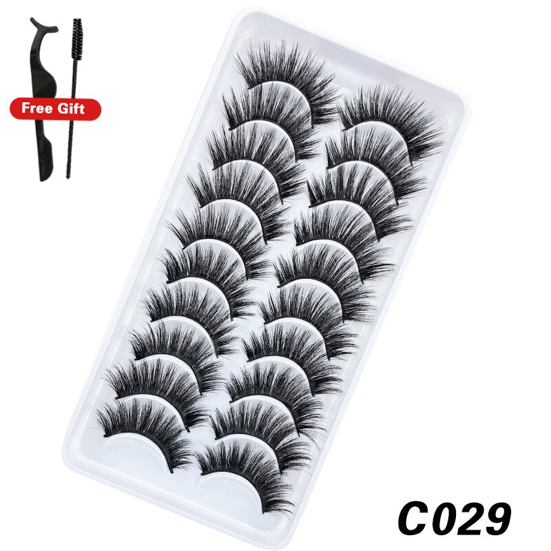 10Pairs 3D Faux Mink Lashes Natural Long Short Full Strip Lashes Soft Plump Eyelashes Extension
