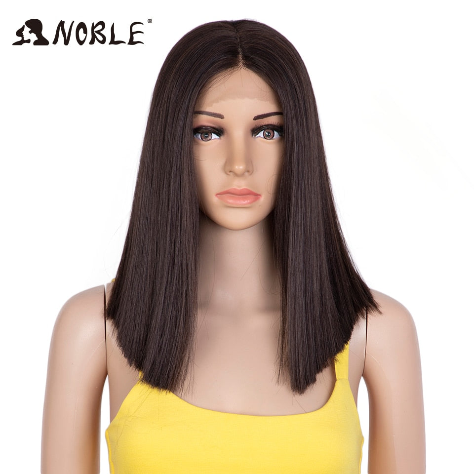 Noble Cosplay Synthetic Lace Wig Short Bob Straight 14 Inch Pink Ombre Blonde Wigs Synthetic Lace Wigs