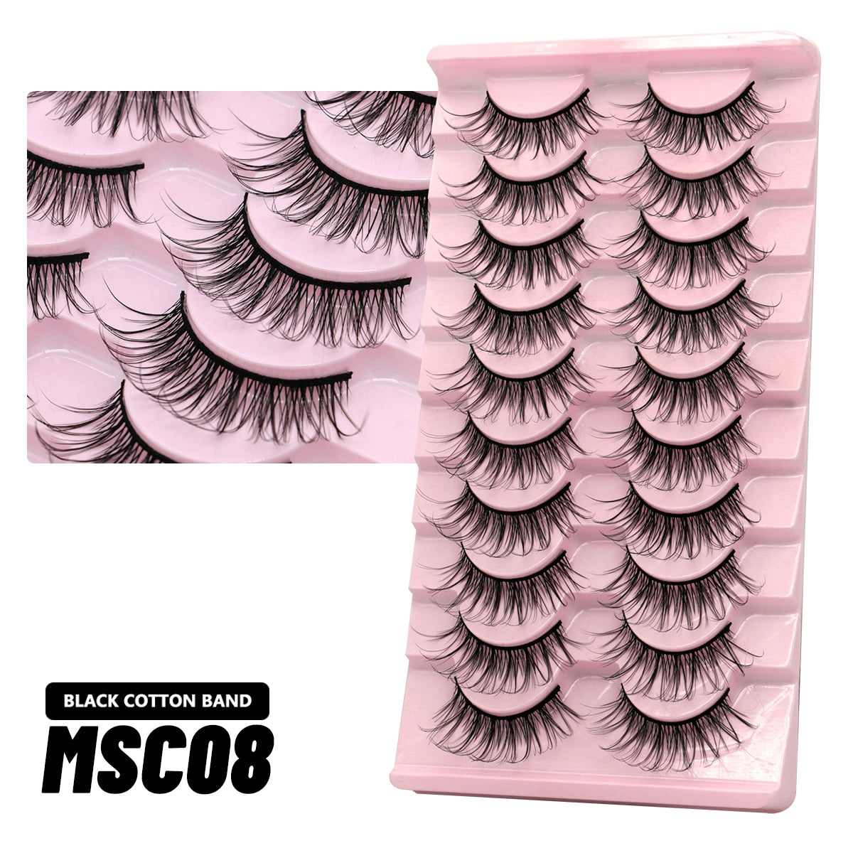 5/10 Pairs Natural False Eyelashes Manga Lashes Fluffy Soft Wispy Cosplay Lash Extension Faux Eyelashes