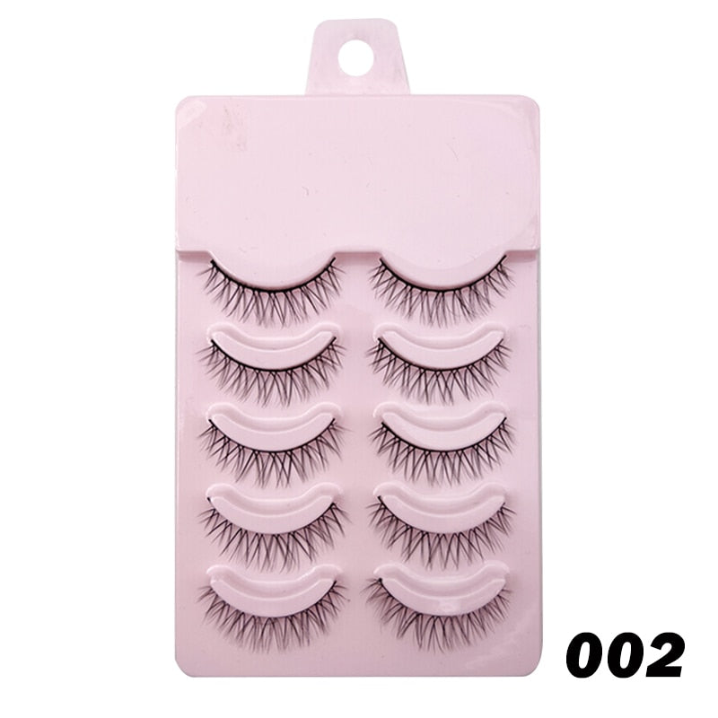 Natural Lashes 5/10 Pairs Eyelashes 3D Mink Manga Lashes Strip Lashes Band Soft Light False Eyelashes