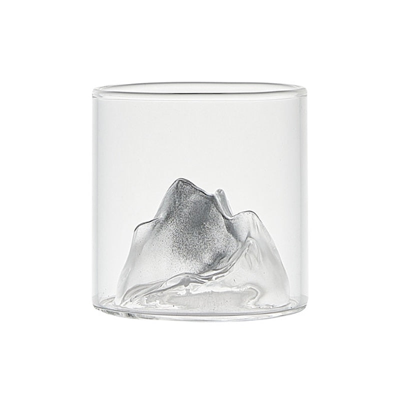Japanese Whisky Glass Cup 3D Mountain Water Glass Glacier Mug Vodka Wine Cup Glass Fuji Artwork Gift Whisky Bottle Drinkware