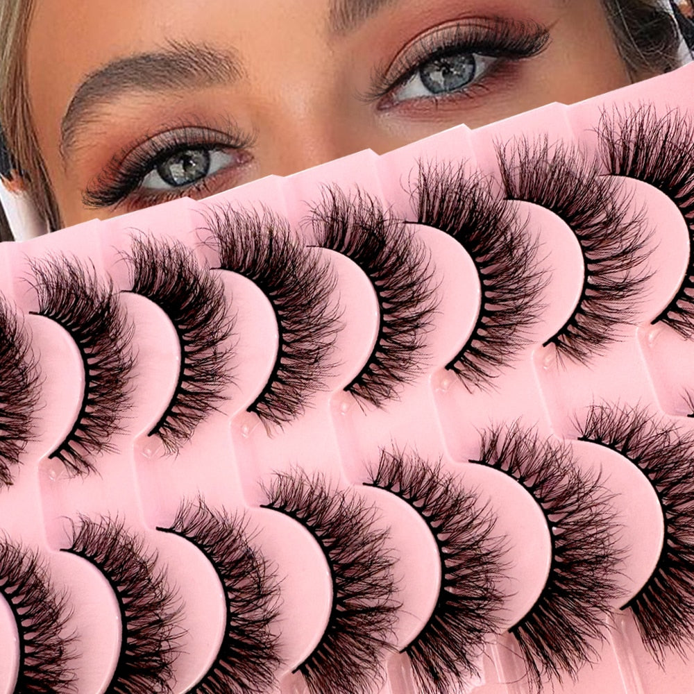 10 pairs 3d faux mink false eyelashes natural long messy fake eyelashes crisscross lashes extension fluffy eye lashes