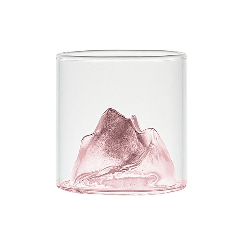 Japanese 3D Mountain Glass Whiskey Cup Transparent Whiskey Glass Glacier Vodka Wine Cup Whiskey Rock Glass Drinkware Artwork Gif