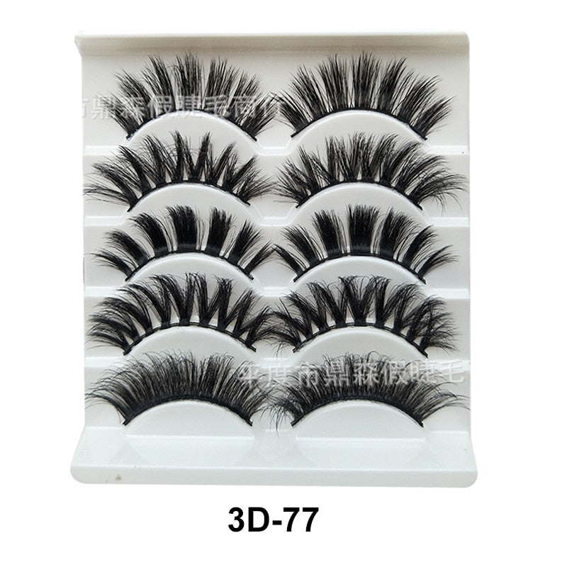 3D Mink Lash Natural False Eyelashes Faux Mink lashes 5Pair False Eyelash Reusable Thick Long Cilia