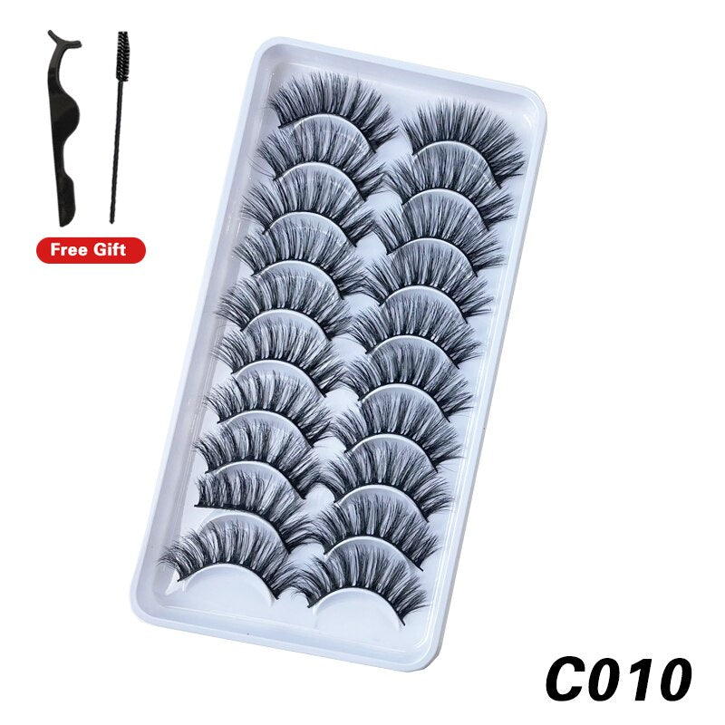 10Pairs 3D Faux Mink Lashes Natural Long Short Full Strip Lashes Soft Plump Eyelashes Extension