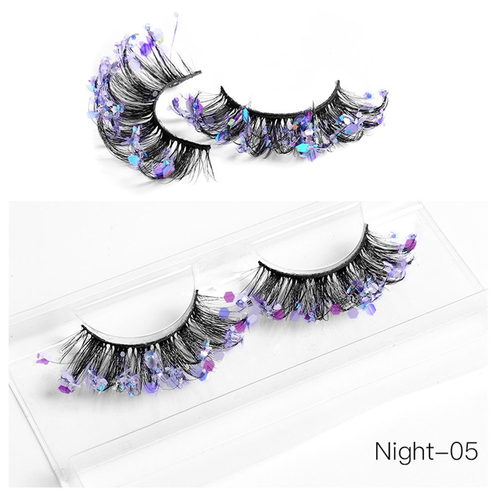 1Pair Colored Lashes Natural Long Butterfly Eyelashes Handmade Full Strip Faux Mink Lashes With Butterflies Luminous Eyelash