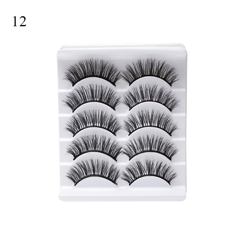 5 Pairs 3d Faux Mink Manga Lashes Little Devil Fairy 3D False Eyelashes Natural Lash Extension