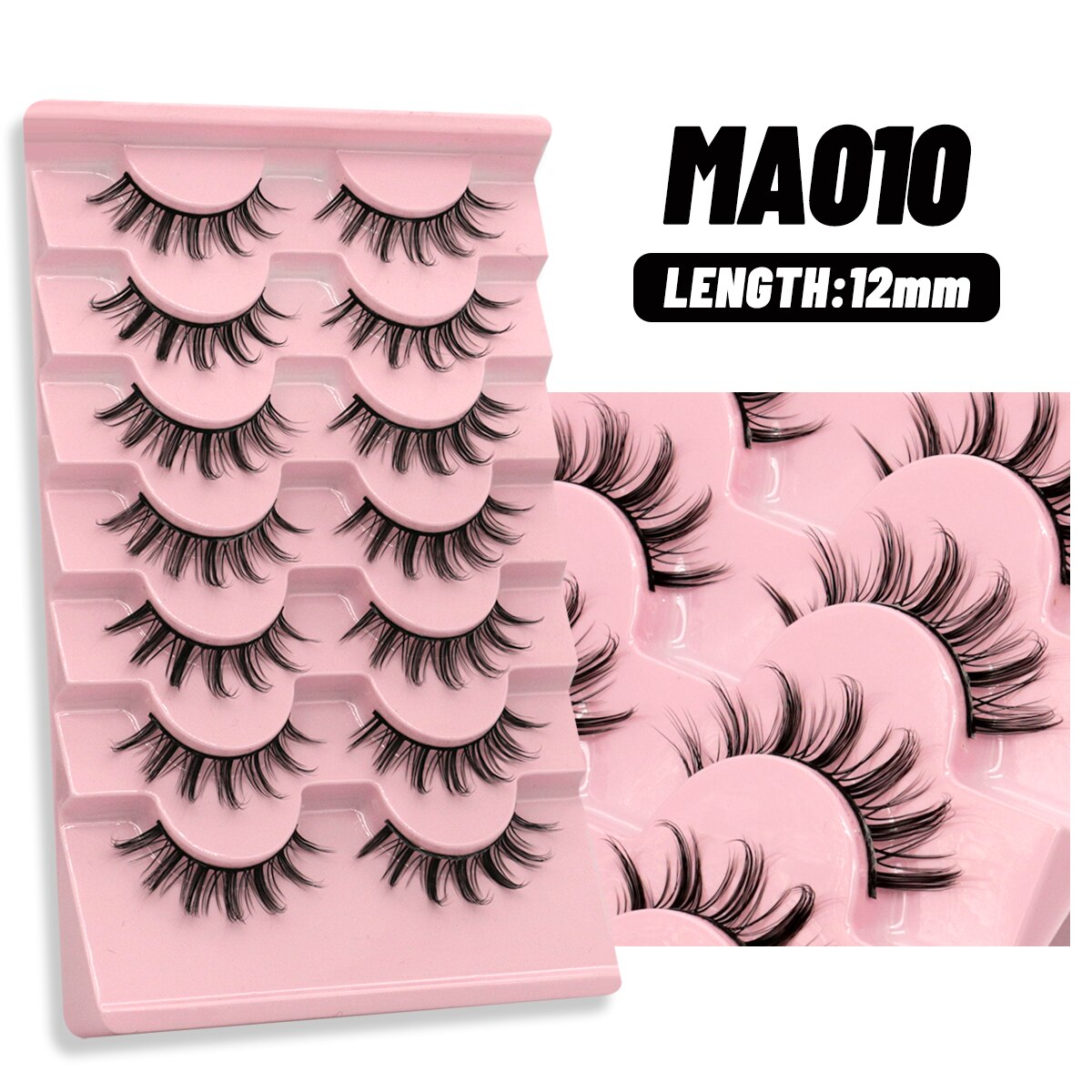 5/10 Pairs Natural False Eyelashes Manga Lashes Fluffy Soft Wispy Cosplay Lash Extension Faux Eyelashes