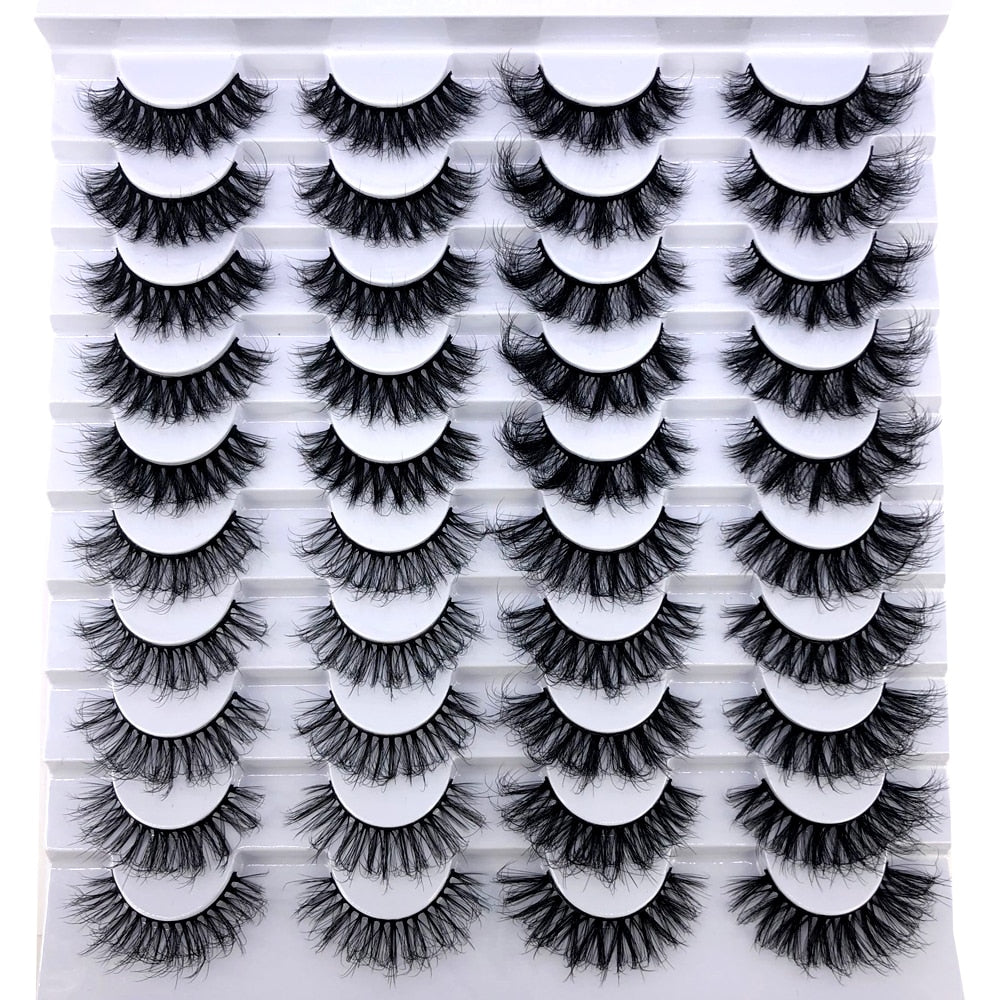 20 Pairs Fluffy Lashes 25mm 3D Mink Lashes Long Thick Natural False Eyelashes Mink Eyelashes