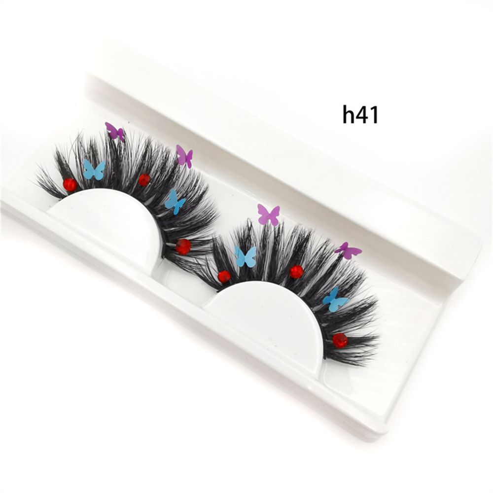 Faux Mink Butterfly Eyelashes With Packaging Boxes 3D Fluffy Glitter Sequins Thick Lash Colorful Shiny Star Flower Lashes