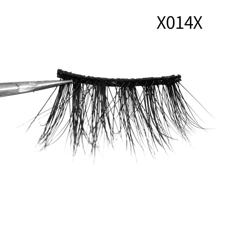 Soft Mink Eyelashes 3D Curl Winged End Eye Elongated Fake Lashes Thick Handmade Natural False Eyelash Messy Cross Lash