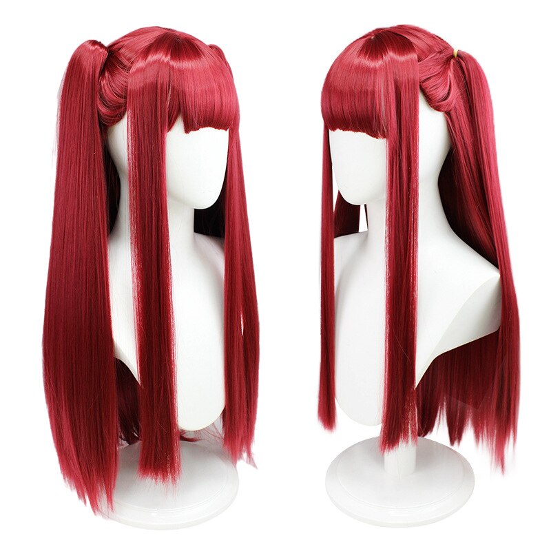 Anime Dressing Doll Falling in Love Kitagawa Dream Little Devil Cosplay Wig Wine Red Long Double Ponytail Clip Synthetic Wig