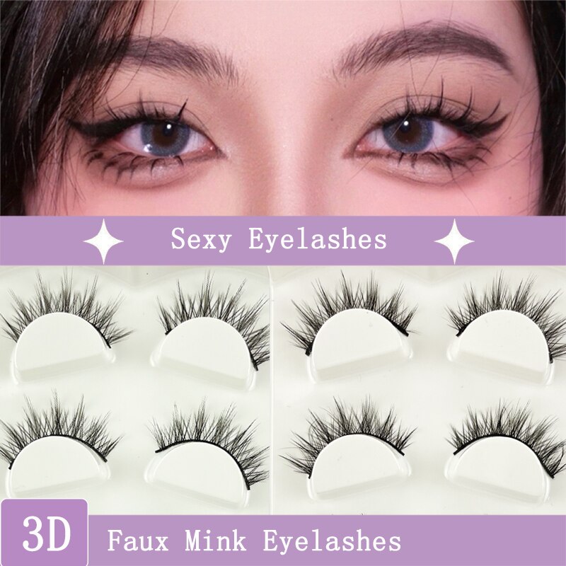 3Pairs 3D Mink False Lashes Faux Cils Natural Fluffy Dramatic Volume Eyelashes Crisscross Soft Eyelash Extension