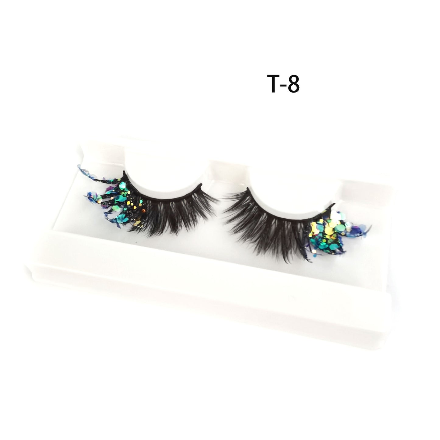Fake Eyelashes with Color Fluorescence with Sequins False Lashes Colorful Eyelashes Dramatic Fake Lash