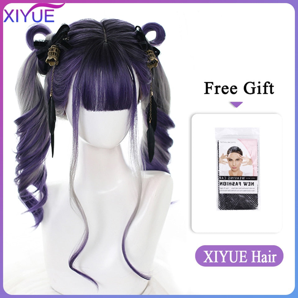 Blue Pink Lolita Wigs Ombre Long Water Wave Cosplay Wigs Synthetic Hair Wigs Heat Resistant For Women