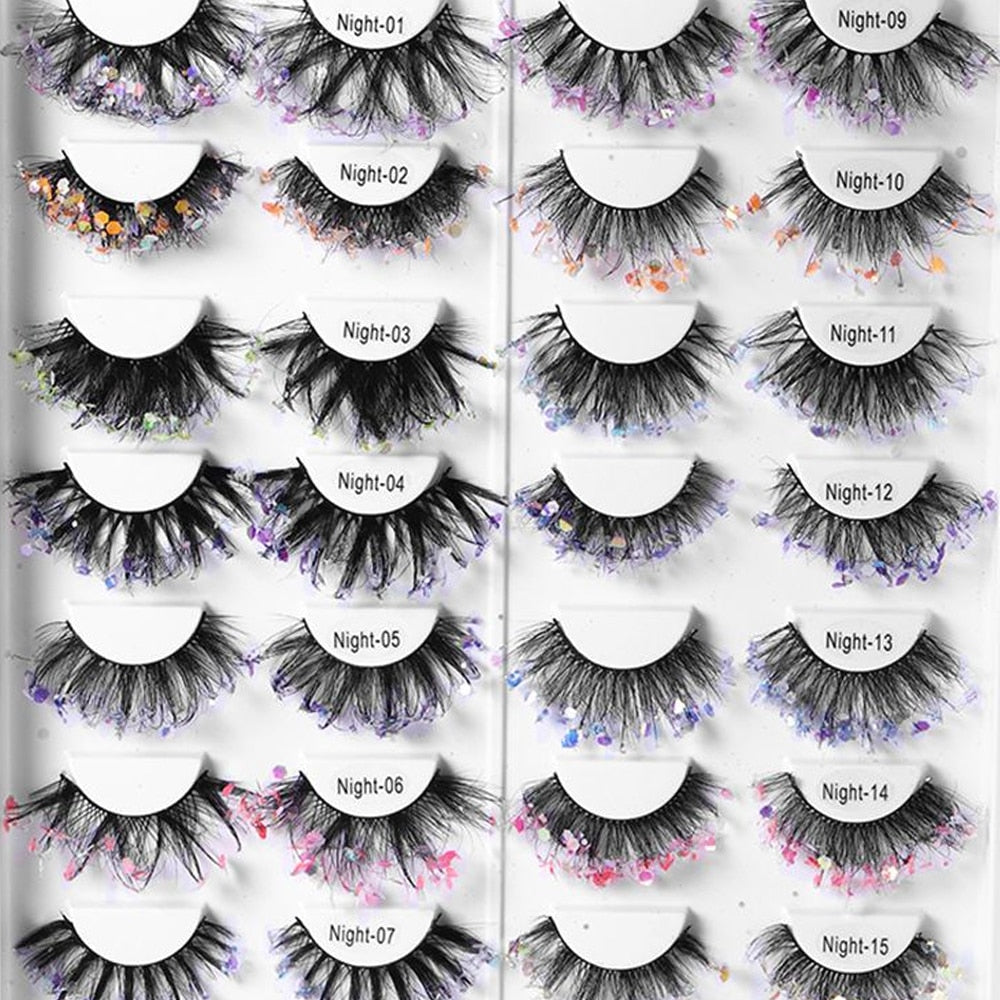 1Pair Colored Lashes Natural Long Butterfly Eyelashes Handmade Full Strip Faux Mink Lashes With Butterflies Luminous Eyelash