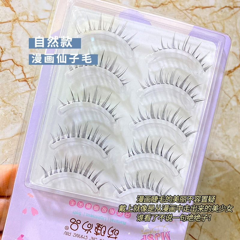 5 Pairs Natural False Eyelashes Cos Little Devil Japanese Eyelashes Handmade Thick Curling Eyelash