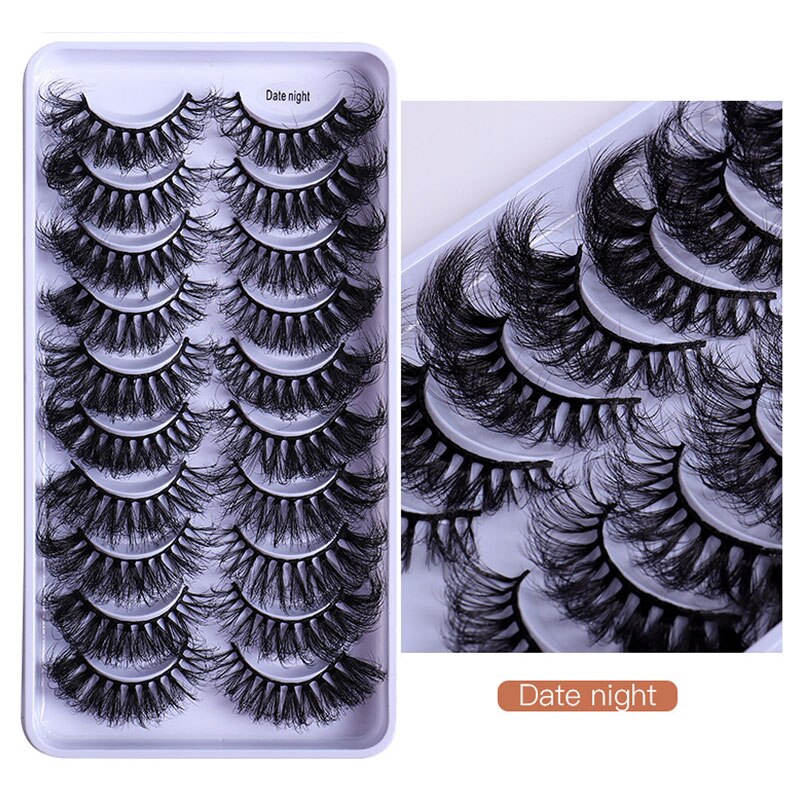 10 Pairs Faux Mink Lashes Natural False Eyelashes Fluffy Soft Wispy Dramatic Volume Lash Extension Wispy Long 3D