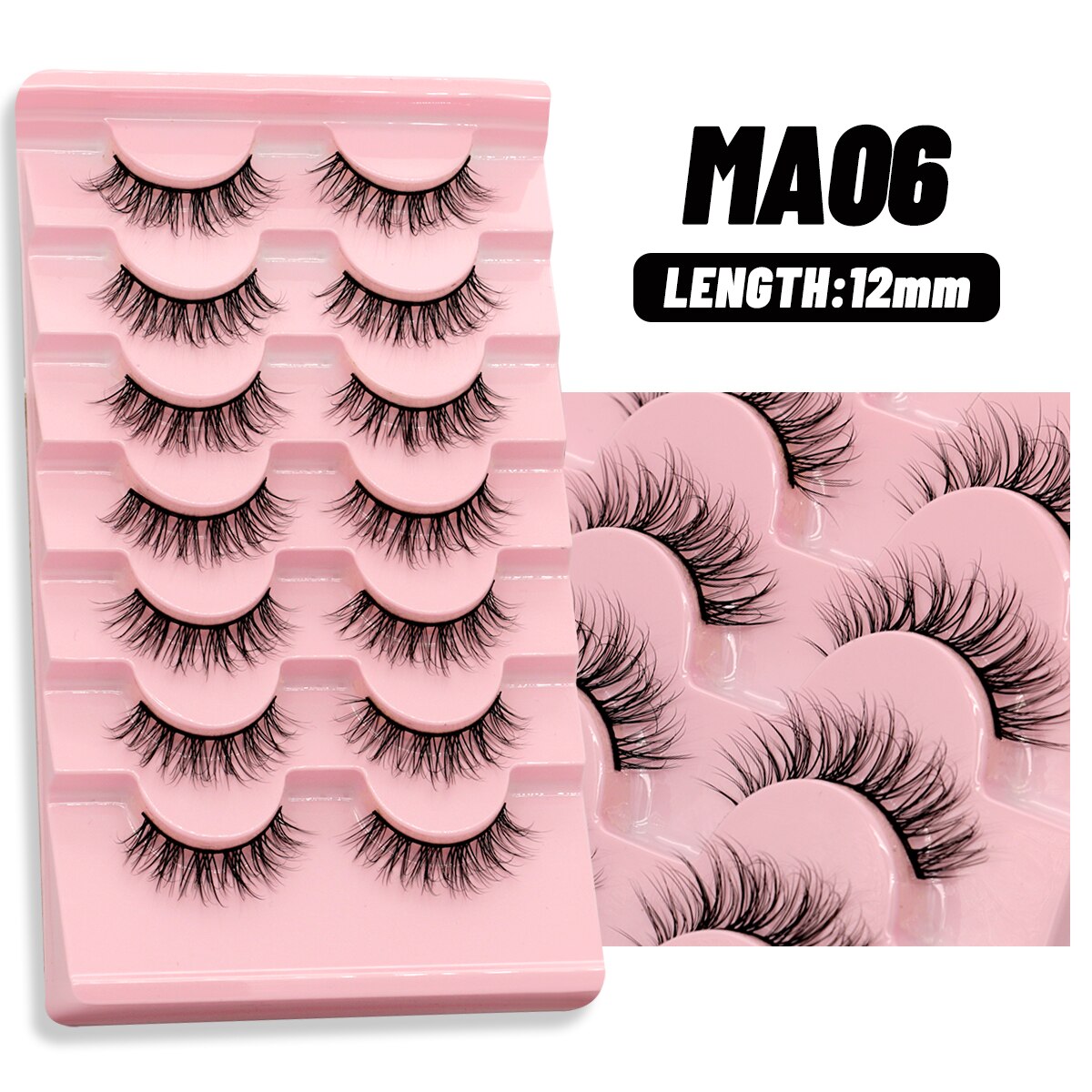 5/10 Pairs Natural False Eyelashes Manga Lashes Fluffy Soft Wispy Cosplay Lash Extension Faux Eyelashes