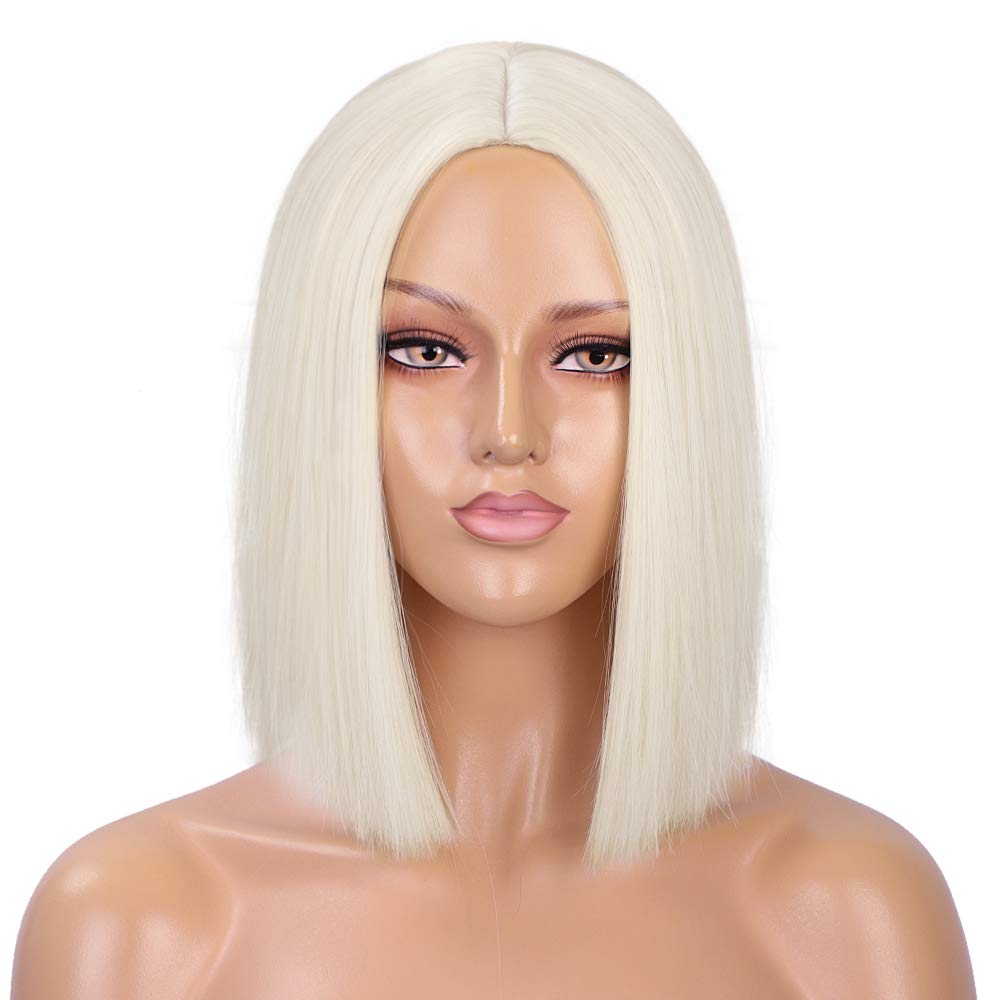 Synthetic Ombre Orange Wig Short Straight Middle Part Bob Wig Natural Yellow/Red Wigs Heat Resistant Fiber