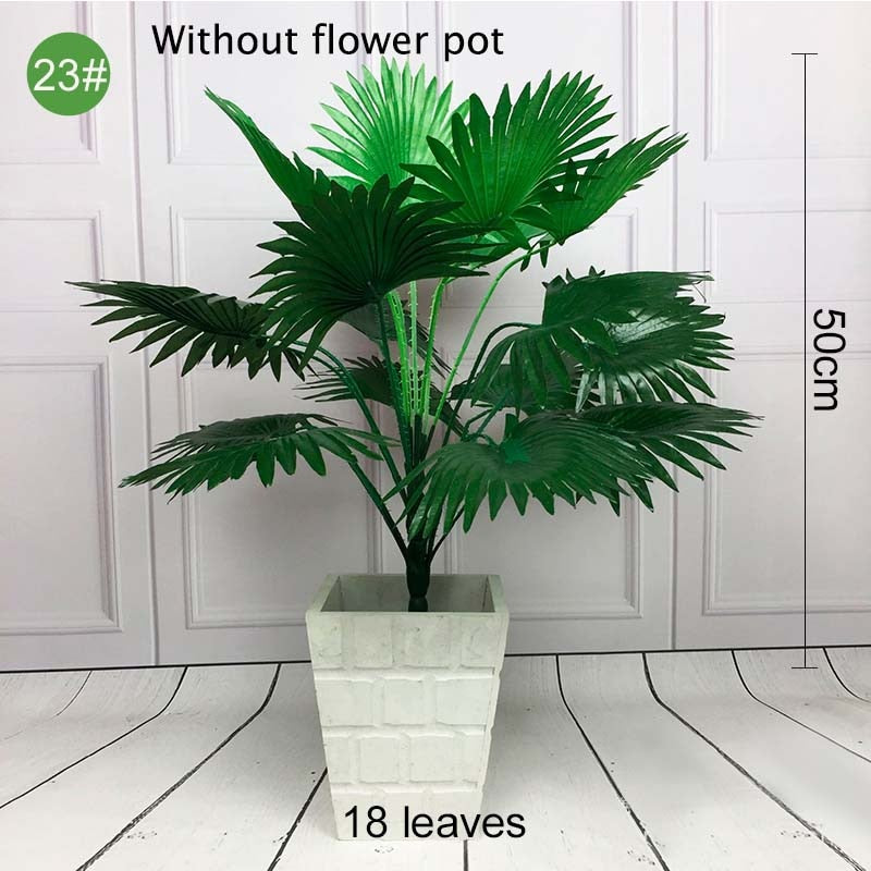 Green Artificial Palm Leaf Plastic Plants Tropical Tree Branch Fake Plants Jungle Home Garden Decor Wedding Decoration