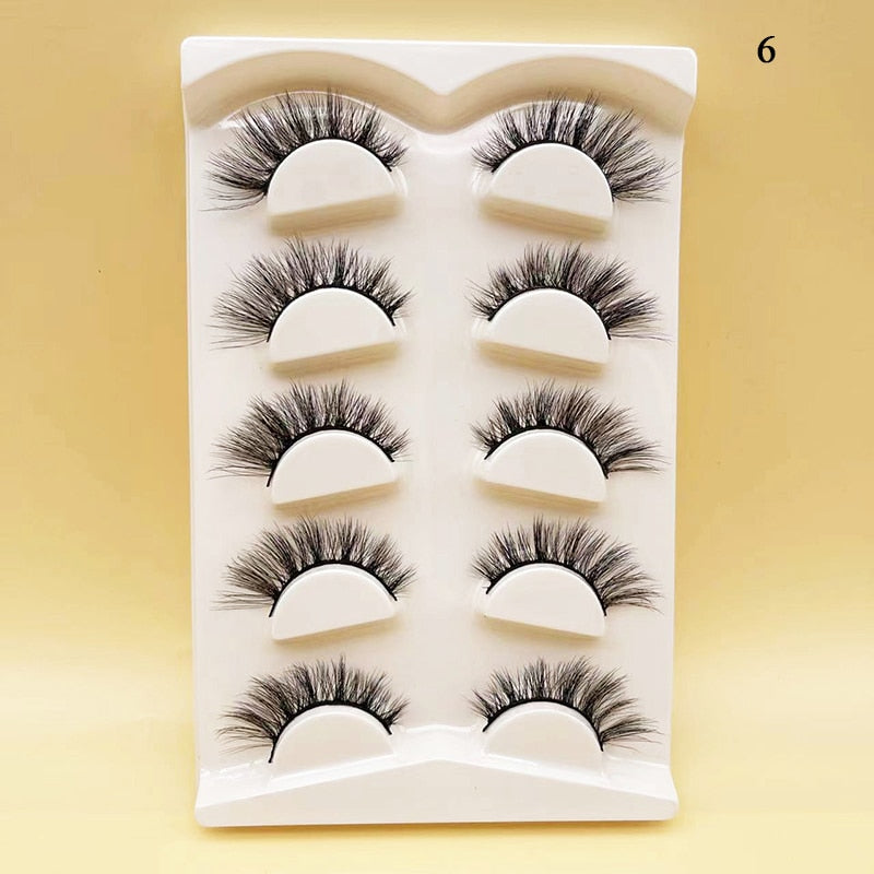 4/5Pair False Eyelashes Handmade Mink Cross Long 3D Winged Eyelash End Eye Elongated Lash Extension Natural